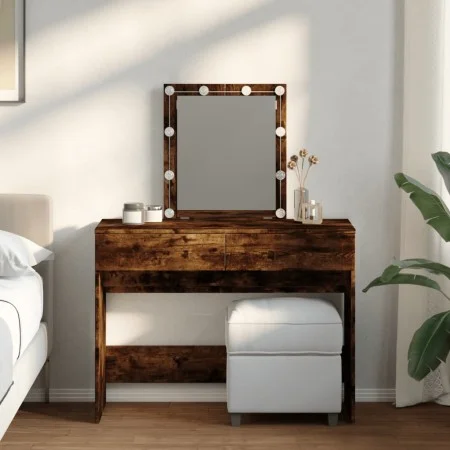 Dresser with smoked oak LED lights 100x40x130 cm by , Bedroom Dressers - Ref: Foro24-848196, Price: 116,08 €, Discount: %
