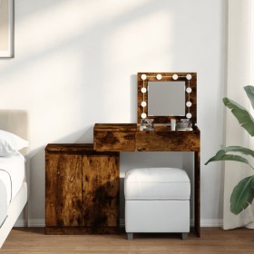 Tocador con luces LED roble ahumado 115x37x110,5 cm de , Tocadores para dormitorios - Ref: Foro24-848231, Precio: 118,75 €, D...