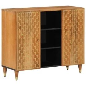 Solid mango wood auxiliary cabinet 90x33x75 cm by , CD and DVD storage - Ref: Foro24-358312, Price: 178,57 €, Discount: %