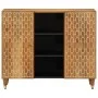 Solid mango wood auxiliary cabinet 90x33x75 cm by , CD and DVD storage - Ref: Foro24-358312, Price: 180,65 €, Discount: %