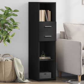 Tall black engineered wood sideboard 30x42.5x124 cm by , Sideboards - Ref: Foro24-846153, Price: 71,70 €, Discount: %