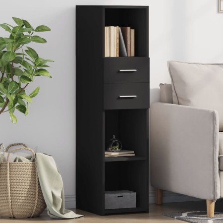 Tall black engineered wood sideboard 30x42.5x124 cm by , Sideboards - Ref: Foro24-846153, Price: 71,70 €, Discount: %