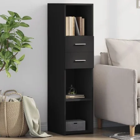 Tall black engineered wood sideboard 30x42.5x124 cm by , Sideboards - Ref: Foro24-846153, Price: 70,76 €, Discount: %