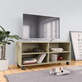 Mueble de TV ruedas madera contrachapada color roble 90x35x35cm de vidaXL, Muebles TV - Ref: Foro24-800183, Precio: 62,23 €, ...