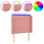 Cabecero con LED de terciopelo rosa 103x16x118/128 cm