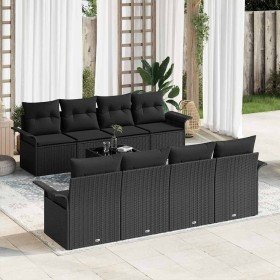 Conjunto de sofá de jardín 9 pcs Negro Poliratán