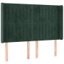 Cabecero con LED de terciopelo verde oscuro 147x16x118/128 cm