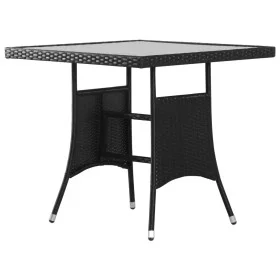 Garden table 80x80x74 cm black synthetic rattan by , Garden tables - Ref: Foro24-318712, Price: 86,25 €, Discount: %