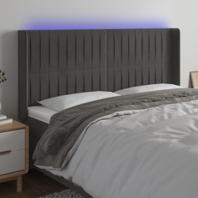 Cabecero con LED de terciopelo gris oscuro 163x16x118/128 cm en Cabeceros y pies de cama | Comprar online en Foro24