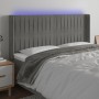 Cabecero con LED de terciopelo gris claro 183x16x118/128 cm en Cabeceros y pies de cama | Comprar online en Foro24