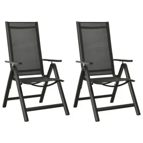 Klappbare Gartenstühle, 2 Stück, schwarzes Aluminium-Textil von vidaXL, Gartenstühle - Ref: Foro24-312188, Preis: 154,36 €, R...