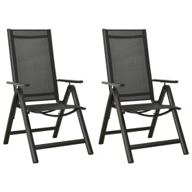Klappbare Gartenstühle, 2 Stück, schwarzes Aluminium-Textil von vidaXL, Gartenstühle - Ref: Foro24-312188, Preis: 158,50 €, R...