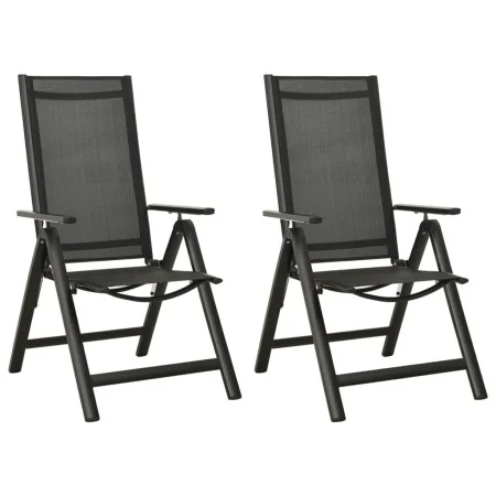 Sillas plegables de jardín 2 uds textileno aluminio negro de vidaXL, Sillas de jardín - Ref: Foro24-312188, Precio: 154,36 €,...