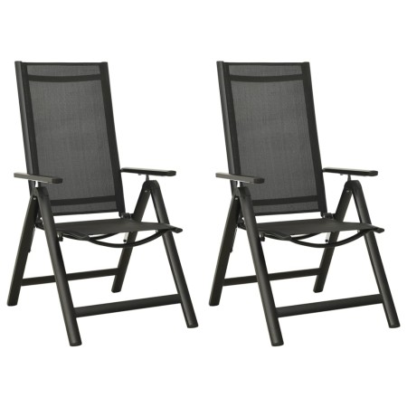 Sillas plegables de jardín 2 uds textileno aluminio negro de vidaXL, Sillas de jardín - Ref: Foro24-312188, Precio: 158,50 €,...