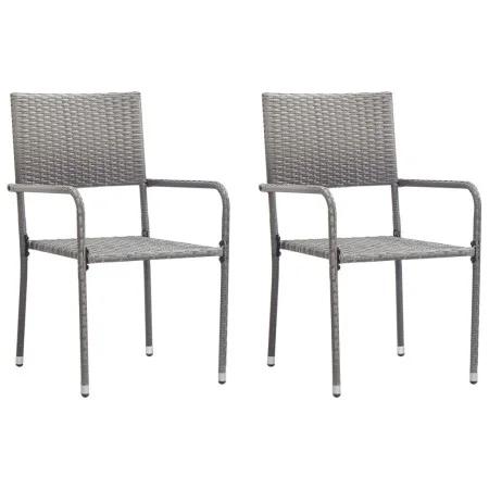 Stackable garden dining chairs 2 units synthetic rattan gray by , Garden chairs - Ref: Foro24-318719, Price: 69,05 €, Discoun...