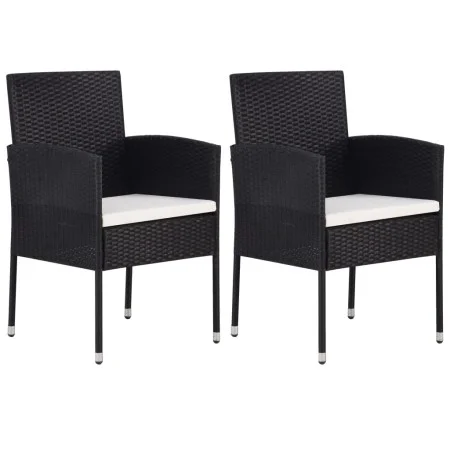Sillas de jardín con cojines crema 2 uds ratán sintético negro de , Sillas de jardín - Ref: Foro24-318704, Precio: 101,28 €, ...