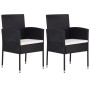 Sillas de jardín con cojines crema 2 uds ratán sintético negro de , Sillas de jardín - Ref: Foro24-318704, Precio: 84,23 €, D...