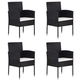 Garden chairs with cream cushions, 4 units, black synthetic rattan by , Garden chairs - Ref: Foro24-318727, Price: 183,75 €, ...