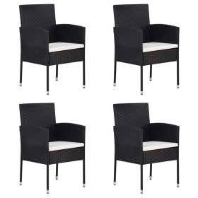 Sillas de jardín con cojines crema 4 uds ratán sintético negro de , Sillas de jardín - Ref: Foro24-318727, Precio: 148,68 €, ...