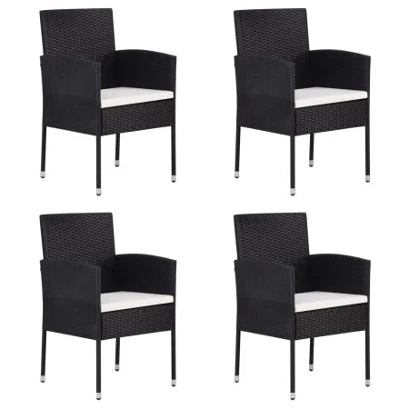 Garden chairs with cream cushions, 4 units, black synthetic rattan by , Garden chairs - Ref: Foro24-318727, Price: 167,36 €, ...