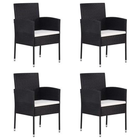 Sillas de jardín con cojines crema 4 uds ratán sintético negro de , Sillas de jardín - Ref: Foro24-318727, Precio: 158,74 €