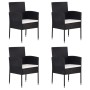 Sillas de jardín con cojines crema 4 uds ratán sintético negro de , Sillas de jardín - Ref: Foro24-318727, Precio: 158,74 €