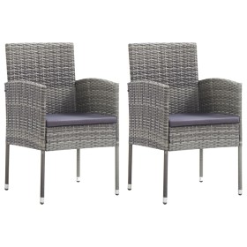 Sillas de jardín con cojines grises 2 uds ratán sintético gris de , Sillas de jardín - Ref: Foro24-318725, Precio: 105,74 €, ...
