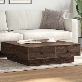 Mitteltisch aus braunem Eichenfurnierholz 90x90x28 cm von , Couchtisch - Ref: Foro24-848093, Preis: 123,41 €, Rabatt: %