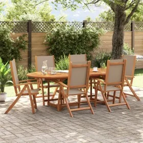 Garden dining set 7 pieces solid acacia wood and textilene by , Garden sets - Ref: Foro24-3279318, Price: 823,31 €, Discount: %