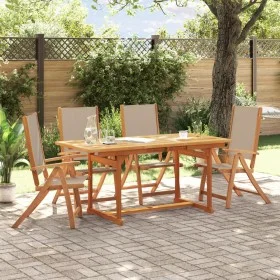 Garden dining set 5 pieces solid acacia wood and textilene by , Garden sets - Ref: Foro24-3279324, Price: 538,53 €, Discount: %
