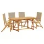 Juego comedor de jardín 5 pzas madera maciza acacia y textileno de , Conjuntos de jardín - Ref: Foro24-3279324, Precio: 538,5...