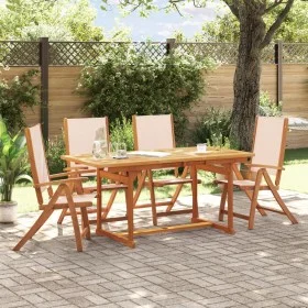 Garden dining set 5 pieces solid acacia wood and textilene by , Garden sets - Ref: Foro24-3279282, Price: 498,63 €, Discount: %