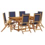 Juego comedor de jardín 7 pzas madera maciza acacia y textileno
