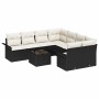 Conjunto de sofá de jardín 9 pcs Negro Poliratán