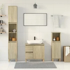 Set de muebles de baño 3 pzas madera contrachapada roble Sonoma de , Muebles de baño - Ref: Foro24-3307669, Precio: 171,14 €,...