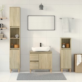 Set de muebles de baño 3 pzas madera contrachapada roble Sonoma de , Muebles de baño - Ref: Foro24-3307669, Precio: 175,70 €,...