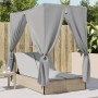 Double sun lounger with roof and beige synthetic rattan curtains by , Loungers - Ref: Foro24-368075, Price: 344,93 €, Discoun...