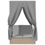 Doppel-Liegestuhl mit Dach und Vorhängen aus synthetischem Rattan in Beige. von , Liegen - Ref: Foro24-368075, Preis: 345,89 ...