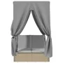 Double sun lounger with roof and beige synthetic rattan curtains by , Loungers - Ref: Foro24-368075, Price: 316,60 €, Discoun...
