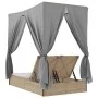 Double sun lounger with roof and beige synthetic rattan curtains by , Loungers - Ref: Foro24-368075, Price: 316,60 €, Discoun...