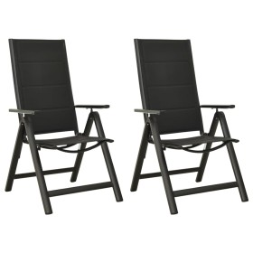 Klappbare Gartenstühle 2 Stück, schwarzes Aluminium-Textil von vidaXL, Gartenstühle - Ref: Foro24-312189, Preis: 189,44 €, Ra...