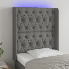 Cabecero con LED de tela gris oscuro 83x16x118/128 cm