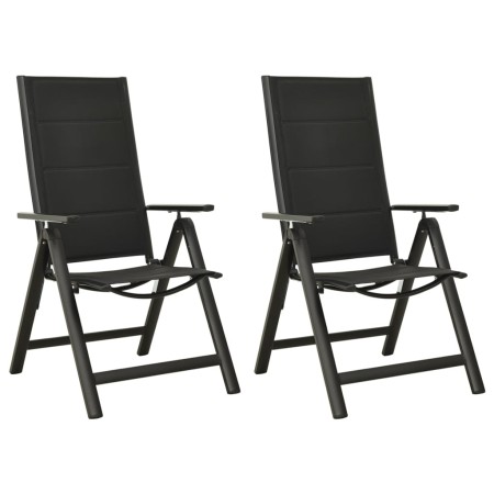 Sillas plegables de jardín 2 uds textileno aluminio negro de vidaXL, Sillas de jardín - Ref: Foro24-312189, Precio: 189,03 €