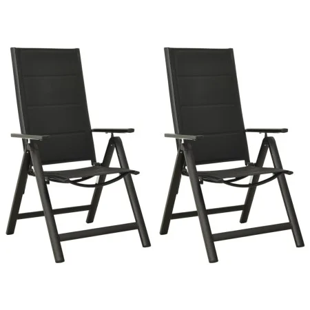 Sillas plegables de jardín 2 uds textileno aluminio negro de vidaXL, Sillas de jardín - Ref: Foro24-312189, Precio: 188,45 €,...