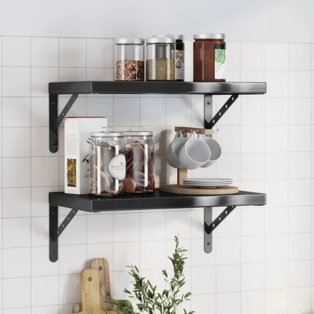 Wandregale 2 Stück Edelstahl schwarz 50x30x3 cm von , Regale und Regale - Ref: Foro24-30294, Preis: 44,73 €, Rabatt: %