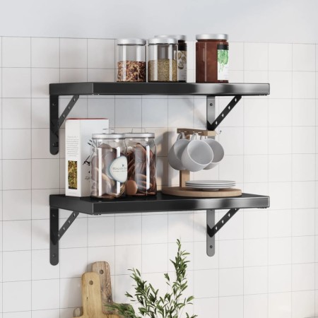 Wandregale 2 Stück Edelstahl schwarz 50x30x3 cm von , Regale und Regale - Ref: Foro24-30294, Preis: 42,50 €, Rabatt: %