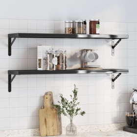 Estantes de pared 2 uds acero inoxidable negro 100x23,5x3 cm de , Estantes y estanterías - Ref: Foro24-30289, Precio: 46,86 €...