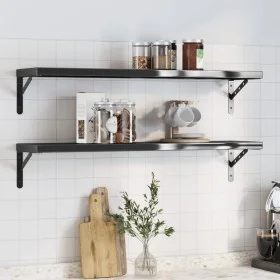 Wandregale 2 Stück Edelstahl schwarz 100x23,5x3 cm von , Regale und Regale - Ref: Foro24-30289, Preis: 46,16 €, Rabatt: %