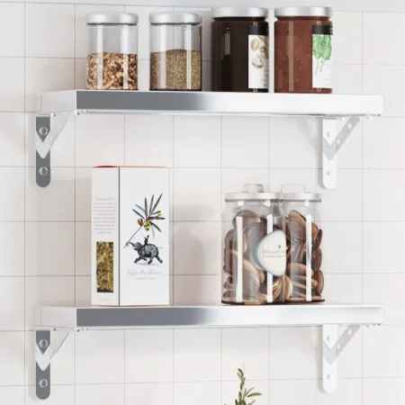 Shelf brackets 4 pcs stainless steel silver 15x2.5x11.5 cm by , Shelves and shelves - Ref: Foro24-30296, Price: 16,07 €, Disc...