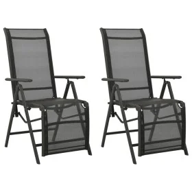 Liegender Gartenstuhl, 2 Stück, aus schwarzem Textilene-Aluminium von vidaXL, Gartenstühle - Ref: Foro24-312195, Preis: 174,8...